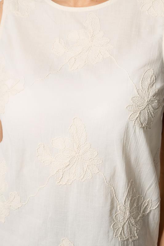M&Co Ivory White Floral Embroidered Cotton Vest Top | M&Co 5