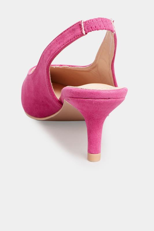 PixieGirl Pink Slingback Kitten Heel Court Shoes In Standard Fit | PixieGirl 3