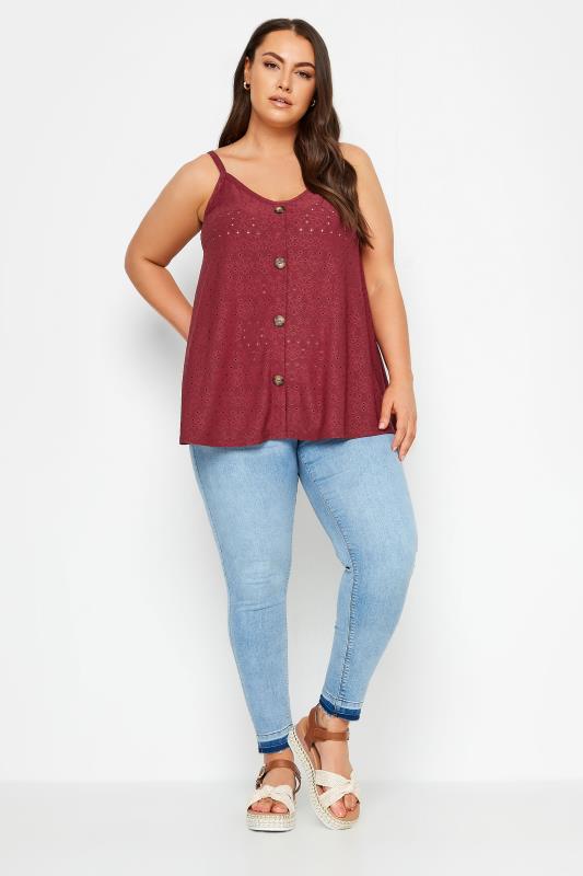 YOURS Plus Size Red Broderie Cami | Yours Clothing  2