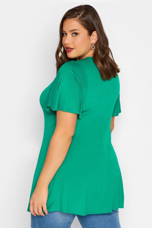 LIMITED COLLECTION Plus Size Green Heart Trim Angel Sleeve Top | Yours Clothing 3