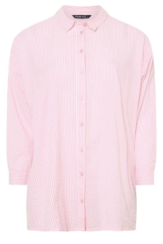 YOURS Plus Size Pink Stripe Textured Shirt | Yours Clothing 7