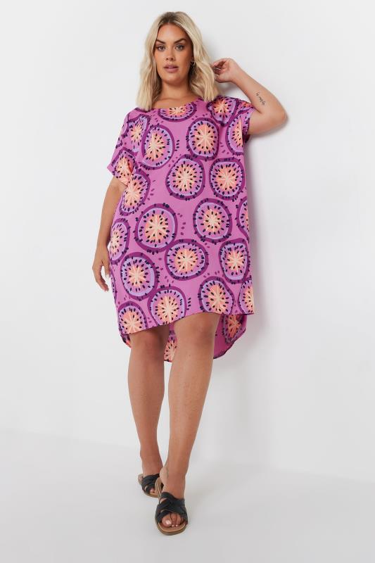 YOURS Plus Size Purple Abstract Print Tunic Dress | Yours Clothing 1