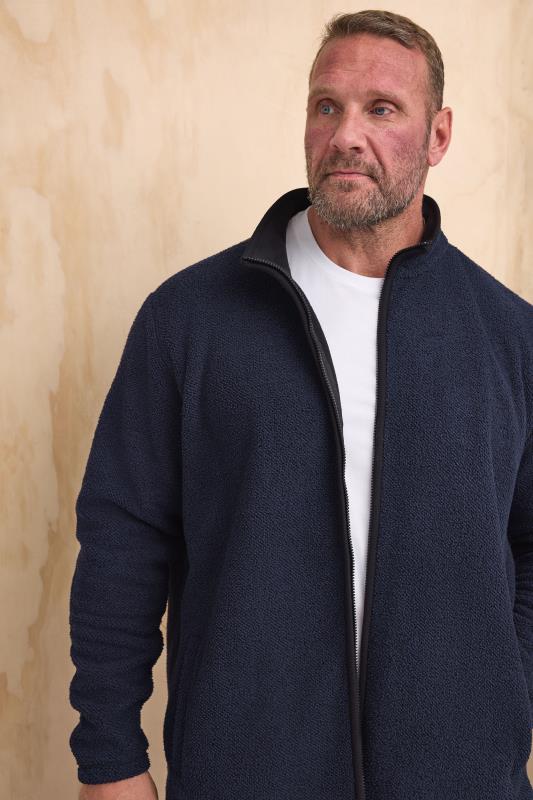 Men's  BadRhino Big & Tall Navy Blue Textured Zip Through Fleece