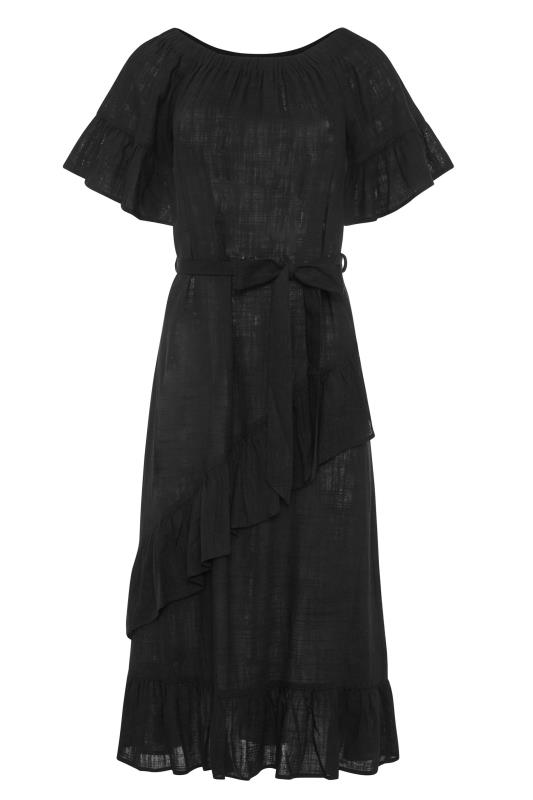 LTS Black Linen Bardot Frill Dress_F.jpg