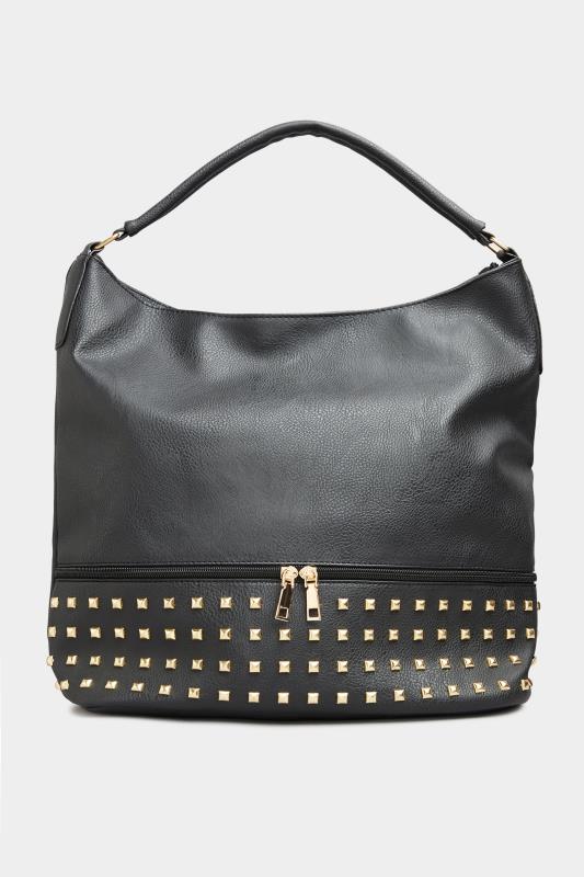  Black Stud Detail Shoulder Bag