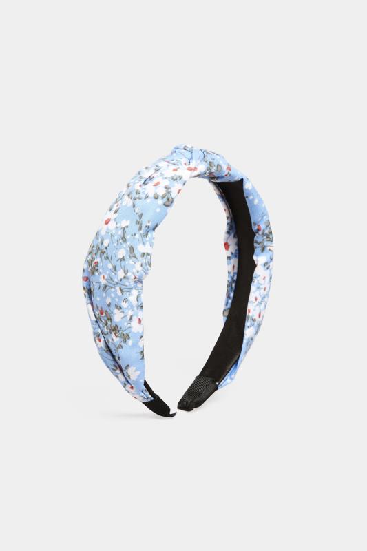 Blue Floral Print Twist Headband 1