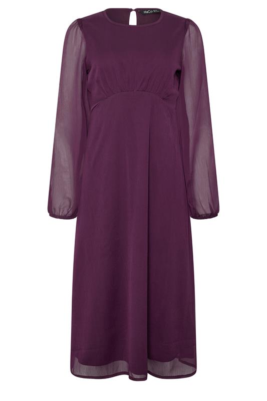 M&Co Berry Purple Long Sleeve Chiffon Dress | M&Co 5