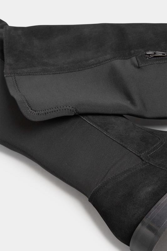 LTS Black Over The Knee 50/50 Suede Boot In Standard D Fit 5