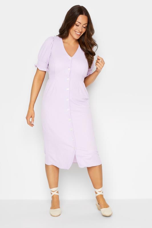 Women's  M&Co Purple Textured Button Through Dress