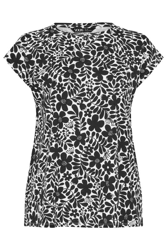 YOURS Plus Size Black Floral Print Short Sleeve T-Shirt | Yours Clothing 5
