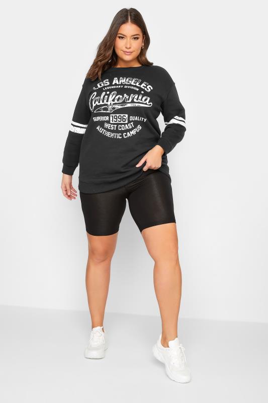 Plus Size Black 'California' Slogan Printed Sweatshirt | Yours Clothing 2