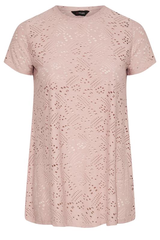 Plus Size Pink Broderie Anglaise Swing T-Shirt | Yours Clothing 6