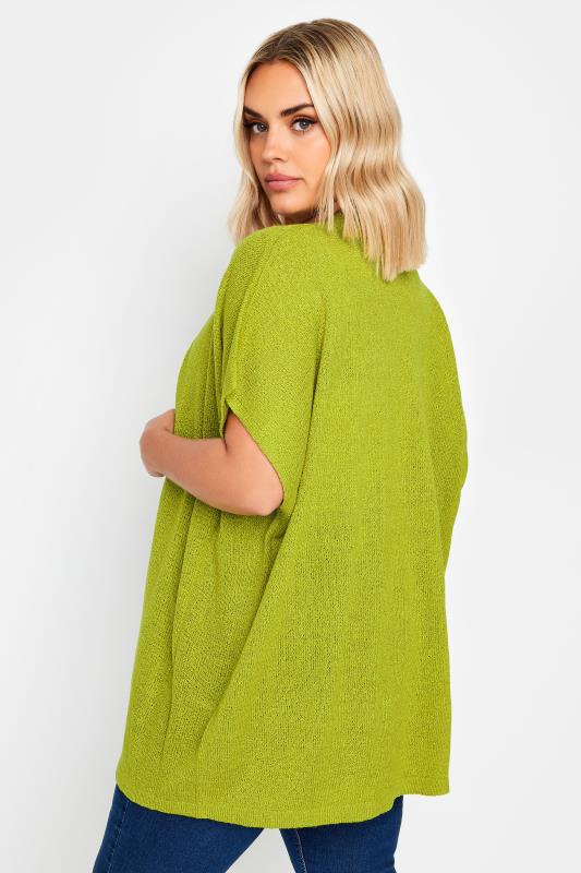 YOURS Plus Size Chartreuse Green Short Sleeve Cardigan | Yours Clothing 3