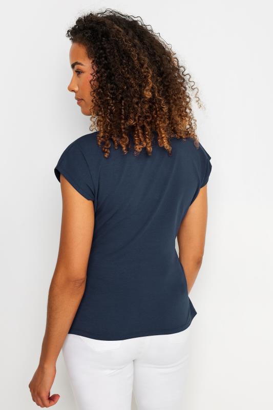 M&Co Navy Blue Short Sleeve Wrap Top | M&Co 2