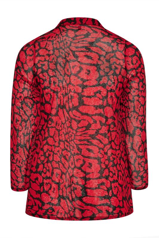 YOURS LONDON Red Animal Print Ruched Front Blouse_BK.jpg
