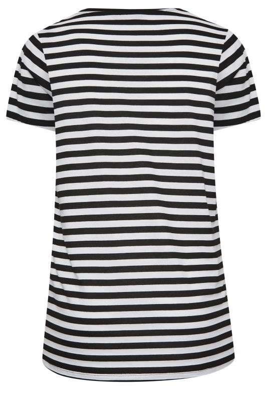 YOURS Plus Size Black Stripe Lips Printed T-Shirt | Yours Clothing 7
