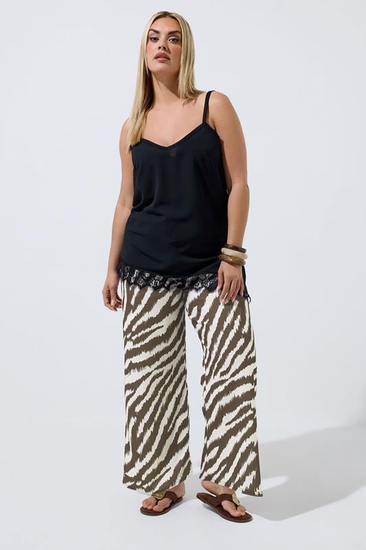 LIMITED COLLECTION Curve Brown Zebra Wide Leg Trousers