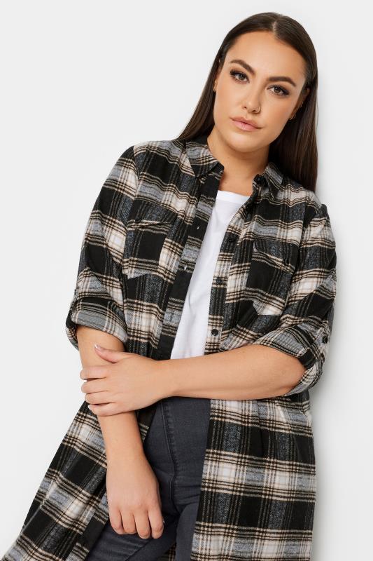 YOURS Plus Size Black Check Print Maxi Shirt | Yours Clothing 4