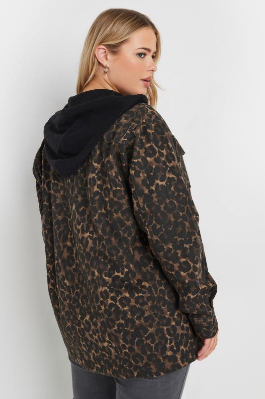 YOURS Plus Size Brown Leopard Print Hooded Shacket | Yours Clothing 4