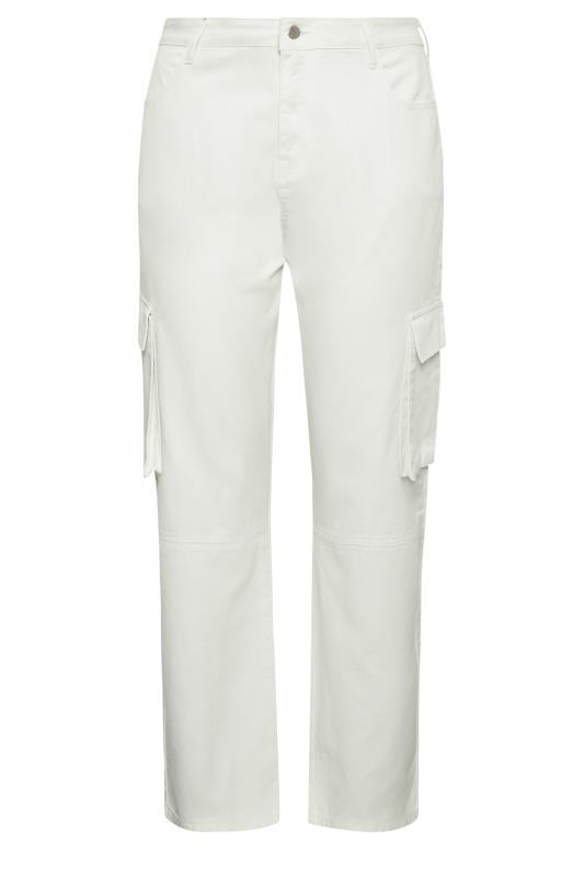 YOURS Plus Size White Cargo Trousers | Yours Clothing 4