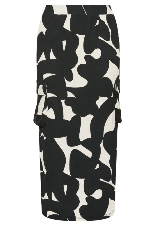 YOURS Plus Size Black Abstract Print Textured Utility Maxi Skirt | Yours Clothing 5