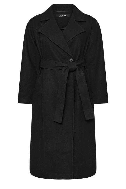 YOURS Plus Size Black Belted Wrap Maxi Coat | Yours Clothing 5