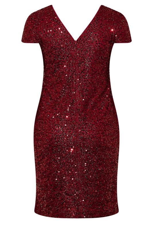 YOURS LONDON Plus Size Red Sequin Embellished Shift Dress | Yours Clothing 7