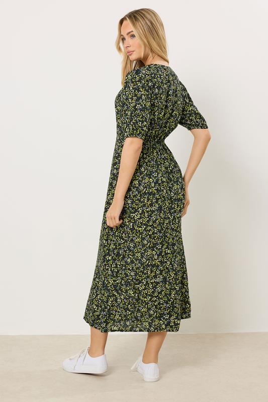 M&Co Green Ditsy Floral Puff Sleeve Midi Dress | M&Co 4