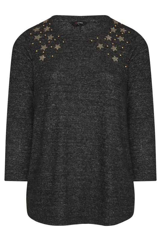 Plus Size Curve Grey Star Embellished Jumper | Yours Clothing  6