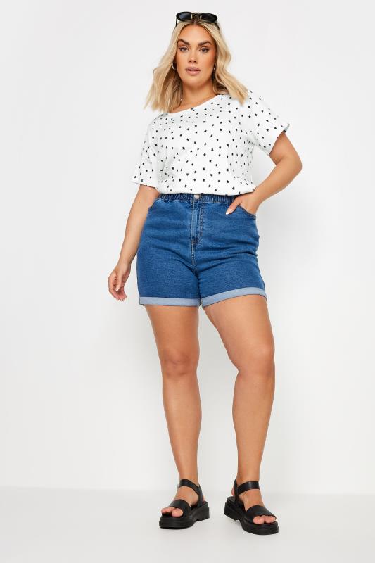 YOURS Plus Size White Star Print Swing Top | Yours Clothing 2