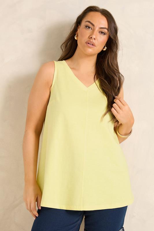  EVANS Curve Yellow Premium Cotton Vest Top