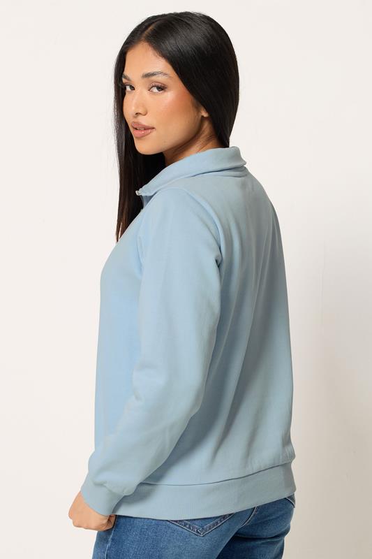 M&Co Petite Light Blue Quarter Zip Sweatshirt | M&Co 2