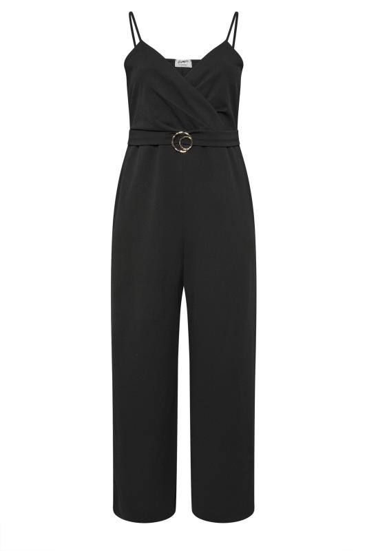 YOURS LONDON Plus Size Black Wrap Front Jumpsuit | Yours Clothing 5