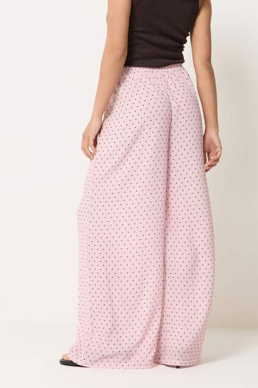 PixieGirl Petite Women's Pink Polka Dot Wide Leg Trousers | PixieGirl 4