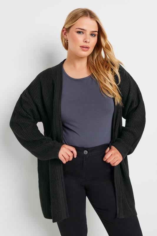 YOURS Plus Size Black Essential Knitted Cardigan | Yours Clothing  1