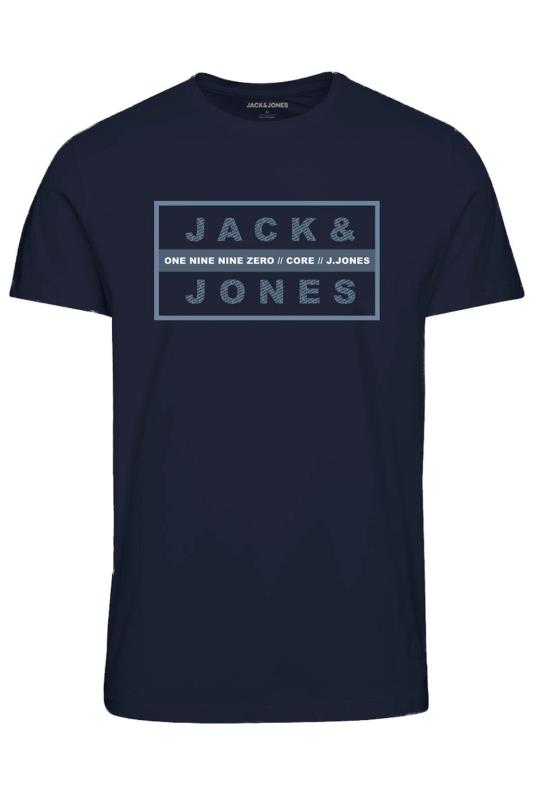 JACK & JONES Big & Tall Navy Blue Box Logo T-Shirt 2
