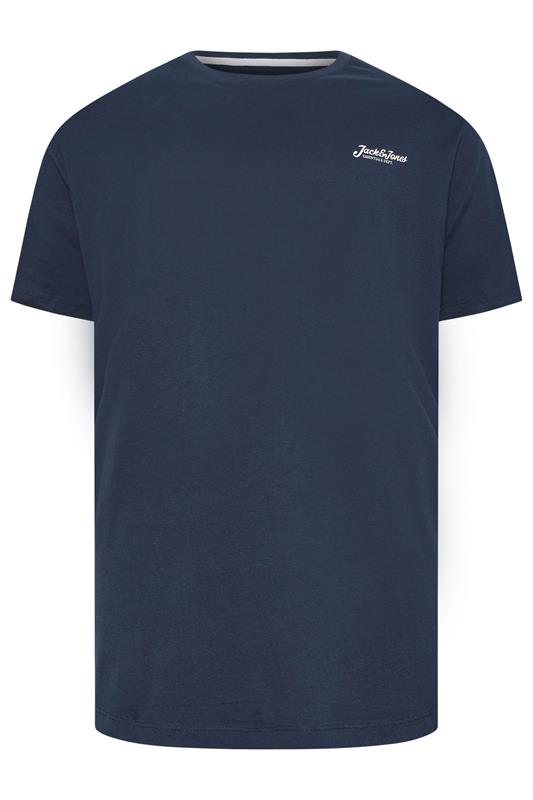 JACK & JONES Big & Tall 5 Pack Blue/Off-White/Yellow/Green/Pink Core T-Shirts | BadRhino 11