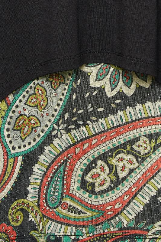 YOURS Plus Size Black Layered Paisley Print Top | Yours Clothing 5