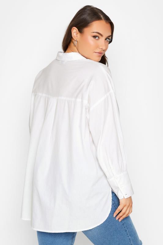 YOURS Plus Size White Poplin Oversized Shirt | Yours Clothing 3