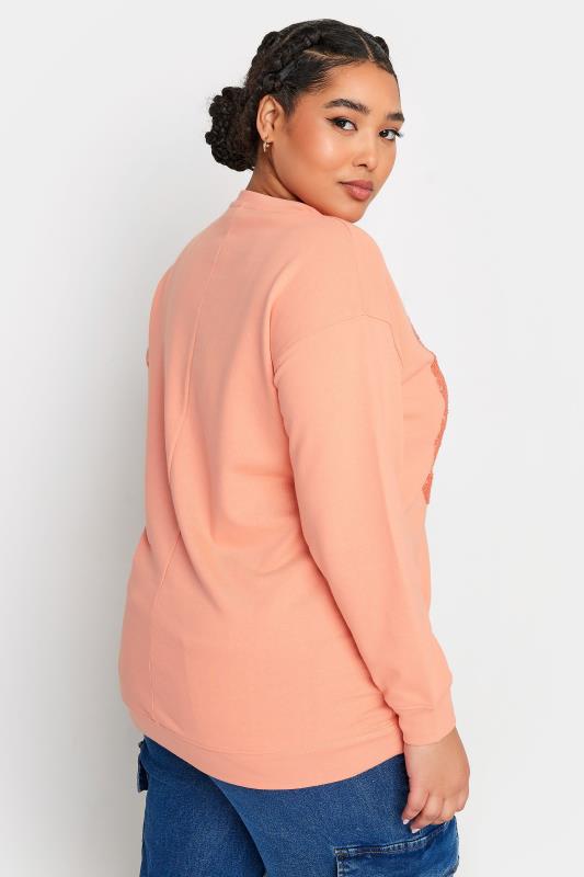 YOURS Plus Size Orange '84' Sequin Embellished Sweatshirt | Yours Clothing 3