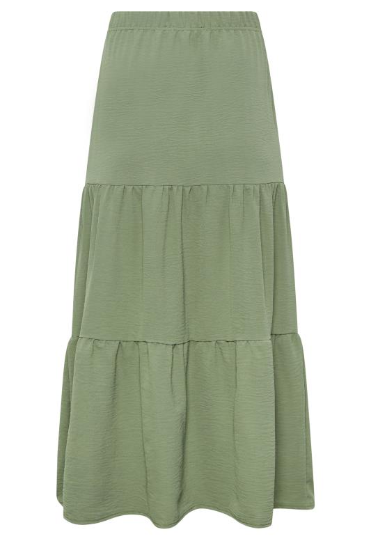 PixieGirl Khaki Green Tiered Maxi Skirt | PixieGirl 5