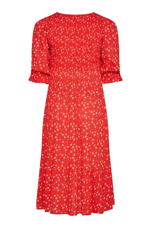 BUMP IT UP MATERNITY Plus Size Red Ditsy Print Tiered Dress | Yours Clothing 7