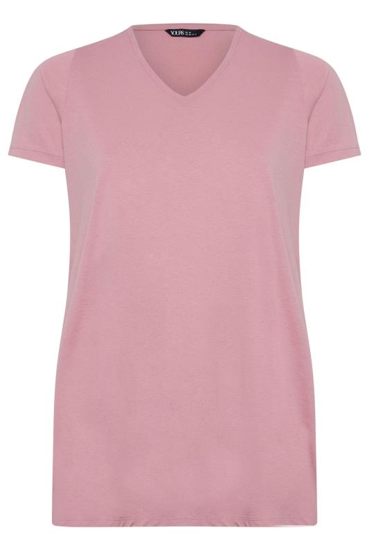 YOURS Plus Size Pink V-Neck Core T-Shirt | Yours Clothing 5