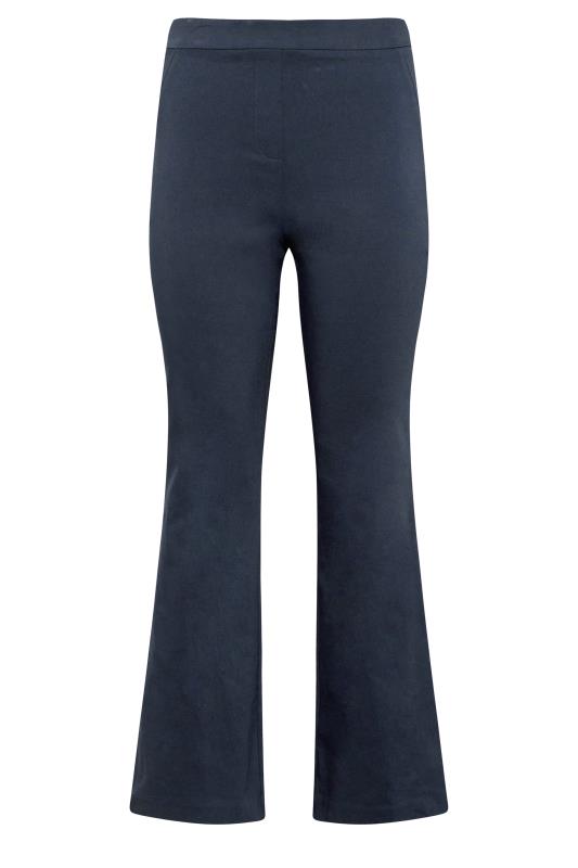 Petite Navy Blue Stretch Bengaline Bootcut Trousers | PixieGirl 4