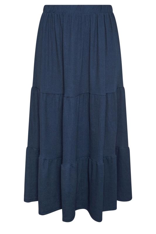 YOURS Plus Size Navy Blue Textured Maxi Skirt | Yours Clothing 5