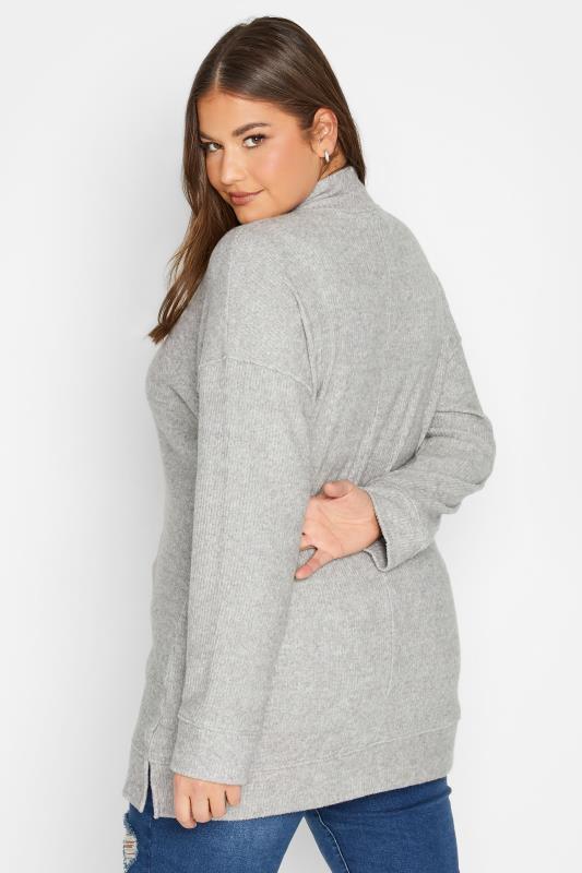 YOURS Plus Size Grey Soft Touch Ribbed Jumper | Yours Clothing 3