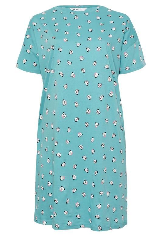 YOURS Plus Size Blue Panda Print Sleep Tee Nightdress | Yours Clothing  5