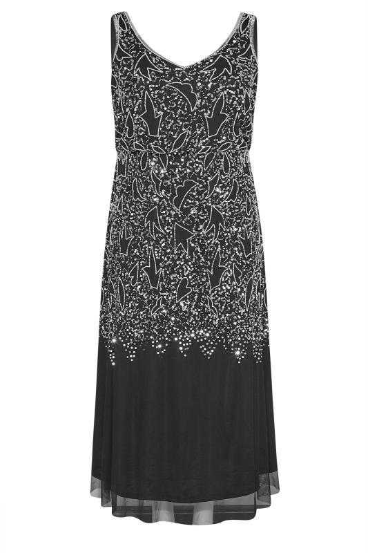 LUXE Curve Black Abstract Hand Embellished Maxi Dress 6