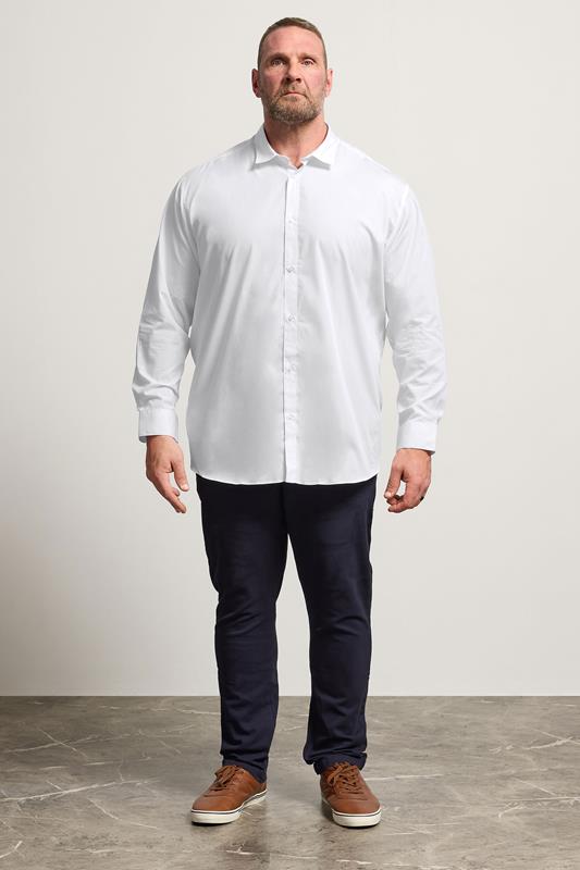 JACK & JONES Big & Tall White Long Sleeve Shirt | BadRhino 1
