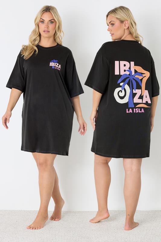  YOURS camisón negro «Ibiza» estilo camiseta para dormir